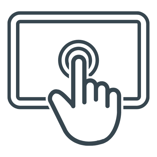 Icon of a hand tapping on a touchscreen device