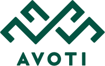 A logo with an abstract geometric design and the text 'AVOTI' underneath.